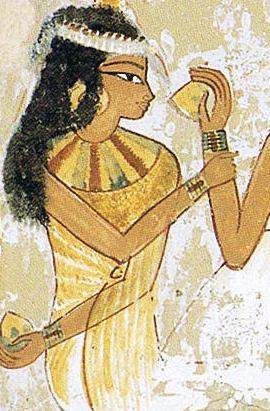 Yellow colors used in ancient Egyptian female painting